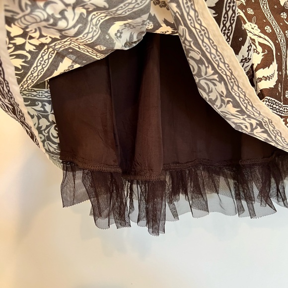 ESPRIT vintage 90s brown patterned skirt with petticoat! Like new. Sz 8 - Picture 3 of 7